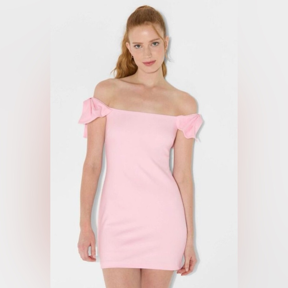 💐2 for $35💐 NWT Wild Fable Pink Off-Shoulder BoW Mini Dress